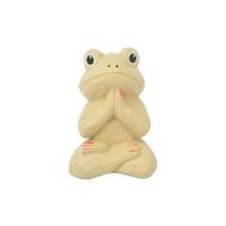Wooden Frog Figurine With Creative Design For Promotion Or Holiday Celebration Yellow A
