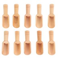 10 vnt. Mini medinis šaukštelis apvalia rankena arbatinis šaukštelis mažas druskos semtuvėlis prieskonių šaukšteliai 10pcs