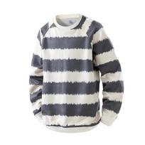 Men's And Women's Casual Printed Striped Long-sleeved Top Loose Round-neck Pullover Hoodie L smėlis