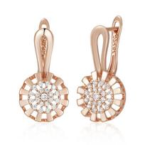 Rose Gold Color Crystal Flower Drop Earrings Ring For Women Shiny Natural Zircon Accessories Daily Fine Jewelry WHITE