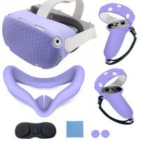 Compatible with Oculus Quest 2 Accessories, VR Silicone face Cover, VR Shell Cover,Compatible with Quest 2 Touch Controller Grip Cover violetinė