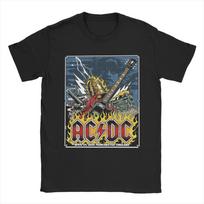 ACDC Rock Band TShirts Men Casual 100 Cotton Tee Shirt Crewneck Short Sleeve T Shirt 4XL Clothes XL