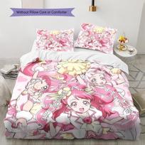 Pretty Cure Bedding Set, 1 Duvet Cover & 2 Pillowcases, Suitable for Bedroom, Ideal Gift for Anime Fans 135x200cm