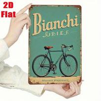 Vintage Metal Poster Bianchi Retro Bicycle Wall Art for Garage