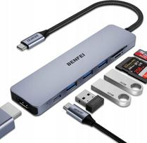 Benfei Usb-c Hub 7-in-1: 3x Usb 3.0, Hdmi 4k, Sd/tf