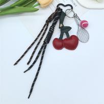 Anti-Lost Cherry Shaped Bag Pendant Hand-Woven Tennis Racket Key Chain  Bag Accessories Style B