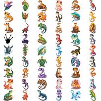 54 vnt. Laikinos tatuiruotės Chameleono tatuiruotės Laikinos tatuiruotės lipdukai Geeko tatuiruotės Vėžlio tatuiruotės Animacinės suaugusiems Rankoms blue