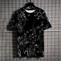 3D Printed Math Formula T-Shirt For Men Experiment Pattern T Shirts Summer Casual Short Sleeves Round Neck Tops Trend Loose Tees XXS