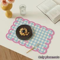 Dopamine Grid Dining Table Placemats Oil-Proof Waterproof PU Leather Mats Heat Resistant for Kitchen Home Daily Use A6