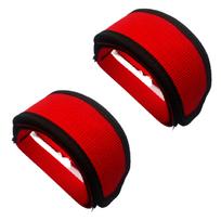 SANLIKE Bicycle Pedal Band Pedal Strap Bicycle Strap Belt Anti-Slip raudona