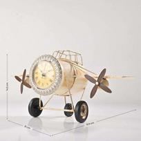 Lėktuvo dizaino stalinis laikrodis namų dekoras puiki dovana pilotams aviacijos mėgėjams beige
