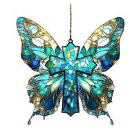 Suncatcher Acrylic Stained Glass Effect Decor Holiday Gift Butterfly/Dragonfly/Fairy Ornament Window Hanging for Women Mom Grandma 10cm D pink