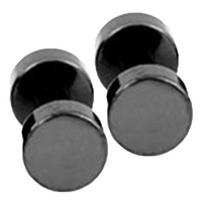 1 pora vyriškų šaunių pankroko stiliaus apvalių juodo nerūdijančio plieno auskarų 3 mm - 14 mm 4mm juoda