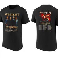 Westlife 25 Metų Hito Pasaulinis Jubiliejinis Turnė 2026 dvipusiai marškinėliai S