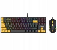 Tracer Gamezone Hornet 87 laidų kompiuterio pelės ir klaviatūros rinkinys, juodas ir geltonas