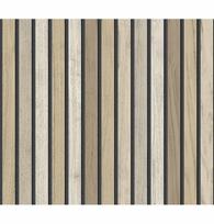 Plaunami viniliniai tapetai ant flizelino, medinių lamelių imitacija rudi 53 cm x 10 m