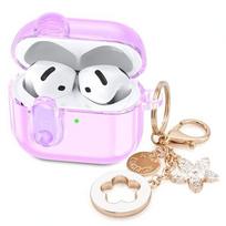 Skaidrus TPU dėklas su užraktu AirPods 4, su pakabuku