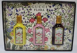 Rinkinys Gucci Flora Gorgeous Gardeniamini moterims: EDP Flora Gorgeous Gardenia Eau de Parfum, 5 ml + EDP Flora Gorgeous Gardenia Eau de Parfum Intense, 5 ml + EDP Flora Gorgeous Orchid Eau de Parfum, 5 ml