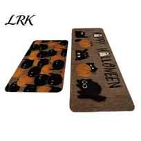 Halloween Home Decor 2Pcs/Set Kitchen Rugs, Anti Slip Absorbent Floor Mats, Pumpkin Easy Clean Mat Black Cat Ghost Designs, Decorative Rugs for Living 1