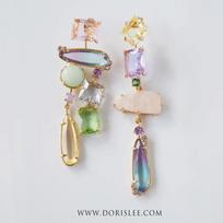 High-end Clip On Earrings No Pierced Rainbow Rhinestone Earrings