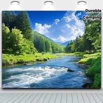 Natural landscape backdrop, spring and summer forest and river scenes, outdoor adventure wall decorations 47.2x31.5inch/120*80cm