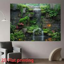 2D planar item - waterfall greenery - lush stone wall design suitable for live streaming weddings parties 47.2x31.5inch/120*80cm