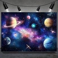 One space-themed backdrop with the theme of rockets and astronauts. Suitable for home decoration or birthday parties. 47.2x31.5inch/120*80cm