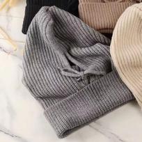 Drawstring Balaclava Hat Windproof Neck Collar Beanies Cap Kawaii Knitted Hooded Cap  Outdoor pilka