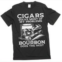 Men's Funny Cigars and Bourbon T-shirt Father's day tee gifts cigar t-shirt L
