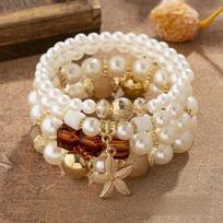 4pcs/set Bohemia Style Seastar Beads Bracelets Sets Multilayer Hand Chain  Casual Outfit kava