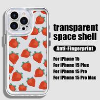 Skirtas iPhone 15 Pro Max 14 Plus 13 Pro 12 Mini 11 8 7 XS telefono dėklas Braškių arbūzo vaisių mielas spausdinimas, minkštas silikoninis smūgiams atsparus skaidrus dangtelis iPhone 15 raudona
