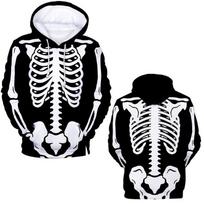 Halloween Scary Skeleton Skull Hoodies 3D Print Man Women Casual Streetwear Hoodie Pullovers Hooded Sweatshirts Kids Clothing S gray