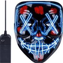 Šviečianti LED helloween kaukė, mėlyna