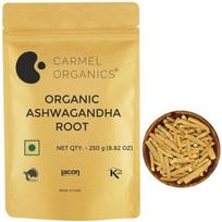 CARMEL ORGANICS Ashwagandha Root Whole (250 g) | Jaivik Bharat Certified | Helps Fight Anxiety and Stress | Withania Somnifera 250GM