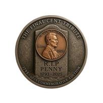 Final Cent Tribute Coin Uncirculated The Last Minted Penny Memorial Coin Symbolic Final Penny Keepsake 3D Engraved Challenge Coin for Collectors B