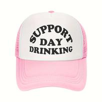Support Day Drinking Trucker Hat Mesh Snapback Adjustable Baseball Cap Casual Outdoor Polyester One Size