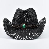 Summer Bohemian Straw Hat Women Men Panama Cowboy Hats Outdoor Hollow Out Travel Sun Hat One Size juoda