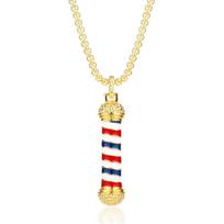Creative Retro Barbers Rotating Light Barber Shop Pole Chain Necklace Pendant Jewelry auksas