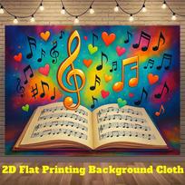 2D plane 1-piece open music score design photo booth background creative background curtain 47.2x31.5inch/120*80cm