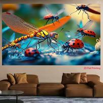 2D plane, bug and dragonfly insect-themed party banner, room decoration, polyester fiber material, bedroom decoration 100x150cm