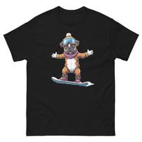 Boxer Dog Snowboarding Fun Snowboarder T-Shirt L
