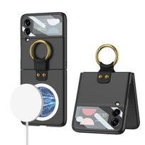 Magsafe belaidžio įkrovimo magnetinis dėklas, skirtas Samsung Galaxy Z Flip 4 Flip4 3 Flip3 itin plonas matinis dangtelis su žiedo laikikliu case only juoda