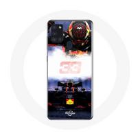 Coque Samsung Galaxy A21S Formule 1 Max Verstappen Pilote de F1 noir rouge et jaune