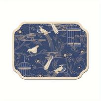 1Pc Kitchen Draining Mat with Bird - Floral Pattern - Waterproof, Non - Slip & No - Wash for Dish/Cup Drying mėlyna