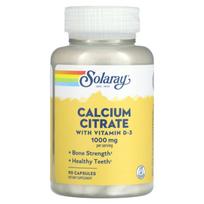 Solaray, kalcio citratas su vitaminu D3, 1000 mg, 90 kapsulių