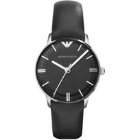 Emporio Armani Gianni Small Black Leather Black Ladies' Quartz Watch AR1600 juoda