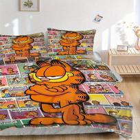 3pcs Garfield Comics Printed Bedding Set, Soft and Comfortable Quilt Cover for Bedroom, Guest Room F012 135x200cm gray