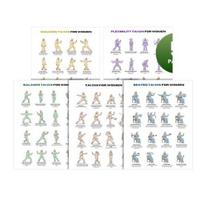 5Pcs Tai Chi Exercise Chart for Seniors And Beginners 10x8 Inch Poster with Gentle Standing And Seated Poses Low-Impact Fitness Guide for Flexibility Sets white