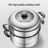 Supor 304 Stainless Steel 28cm Steamer & Soup Pot with High Arched Lid