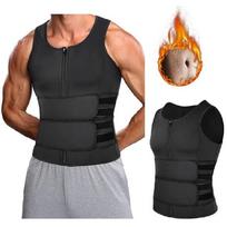 Neoprene Body Shaper Sauna Suit Tank Top Weight Loss Belt Zipper Men Waist Trainer Vest S juoda